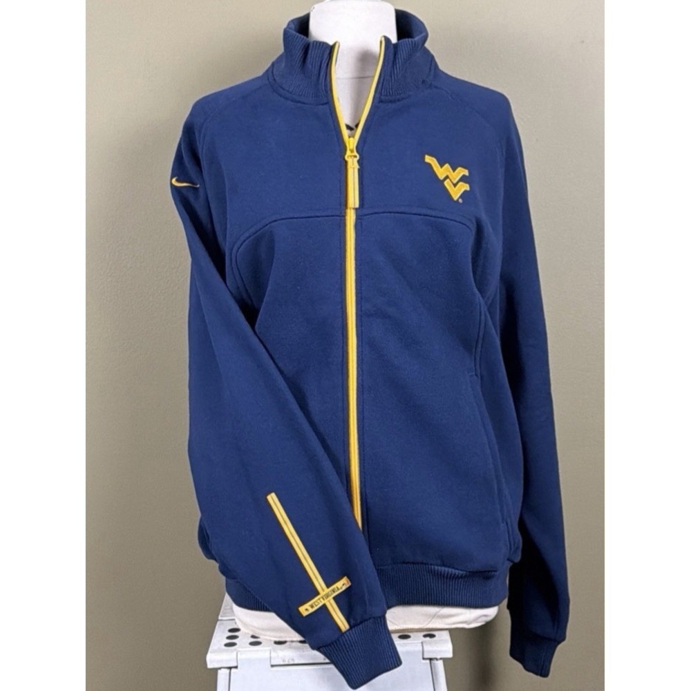 VINTAGE Y2K NIKE TEAM WVU WEST VIRGINIA FULL ZIP SWEATSHIRT FLEECE WOMENS M NWOT - Picture 3 of 13